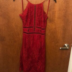 Red Lace Backless Dress